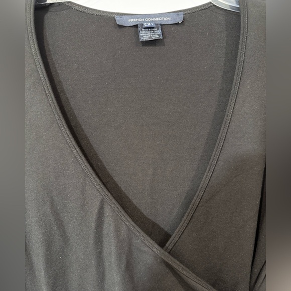 French Connection‎ Dress Faux Wrap Side Zipper Stretch Body Con Black Size 4 - Picture 2 of 11